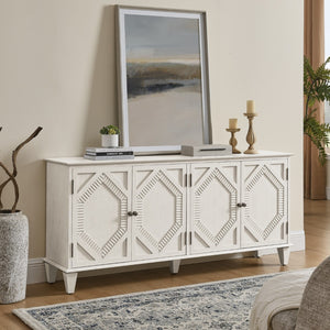 HomeRoots 66" White Wood Accent Cabinet - Elegant Storage Solution for Living Rooms, Dining Areas & More! 691656