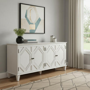 HomeRoots 66" White Wood Accent Cabinet - Elegant Storage Solution for Living Rooms, Dining Areas & More! 691656