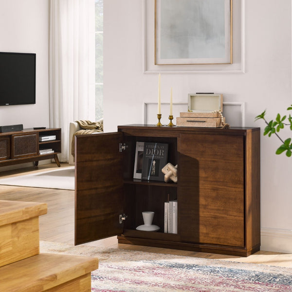 HomeRoots 39" Brown Wood Accent Cabinet - Sleek, Space-Saving Storage Solution for Stylish Home Organization 691658