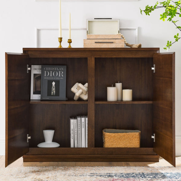 HomeRoots 39" Brown Wood Accent Cabinet - Sleek, Space-Saving Storage Solution for Stylish Home Organization 691658