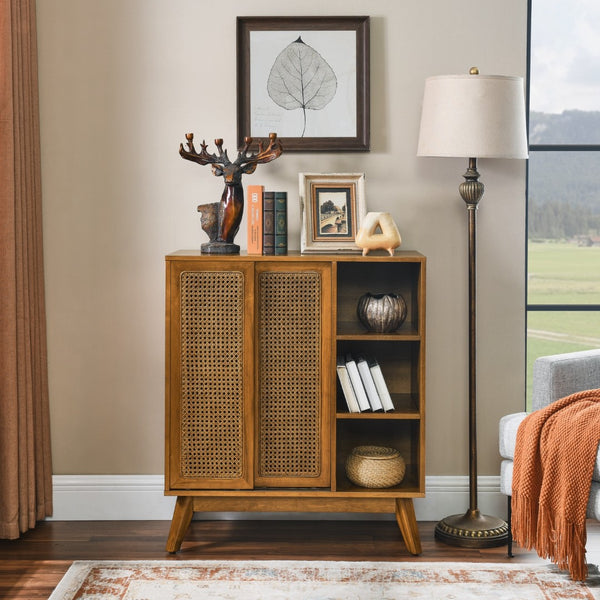 HomeRoots 32" Brown Wood Accent Cabinet - Stylish Storage Solution for Living Rooms, Dining Areas & More! 691659