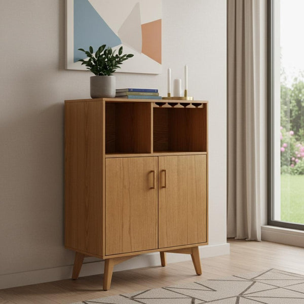 HomeRoots 32" Brown Wood Accent Cabinet - Elegant Storage Solution for Modern Living Rooms and Entryways 691661