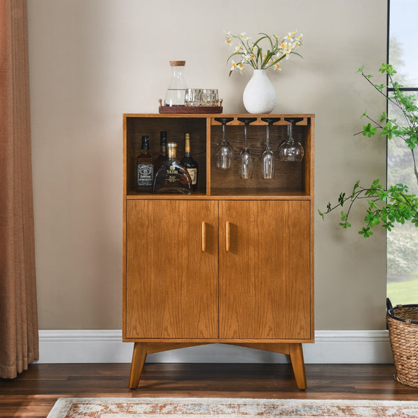 HomeRoots 32" Brown Wood Accent Cabinet - Elegant Storage Solution for Modern Living Rooms and Entryways 691661