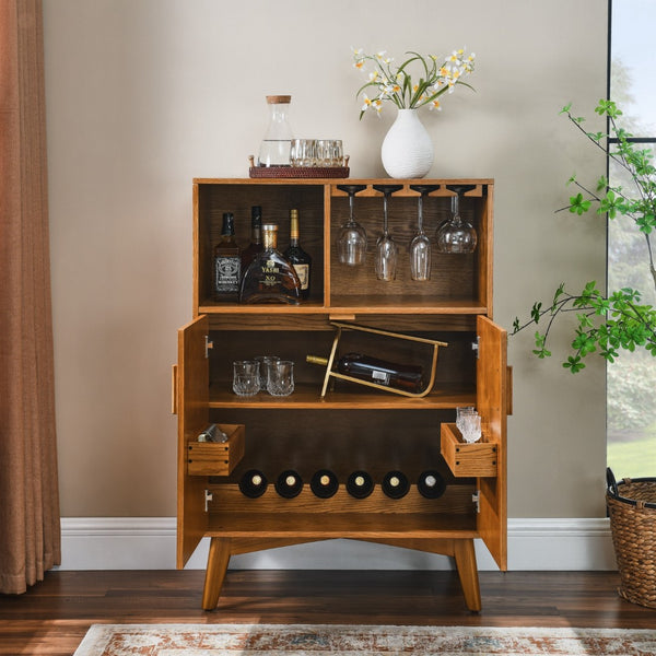 HomeRoots 32" Brown Wood Accent Cabinet - Elegant Storage Solution for Modern Living Rooms and Entryways 691661