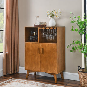 HomeRoots 32" Brown Wood Accent Cabinet - Elegant Storage Solution for Modern Living Rooms and Entryways 691661
