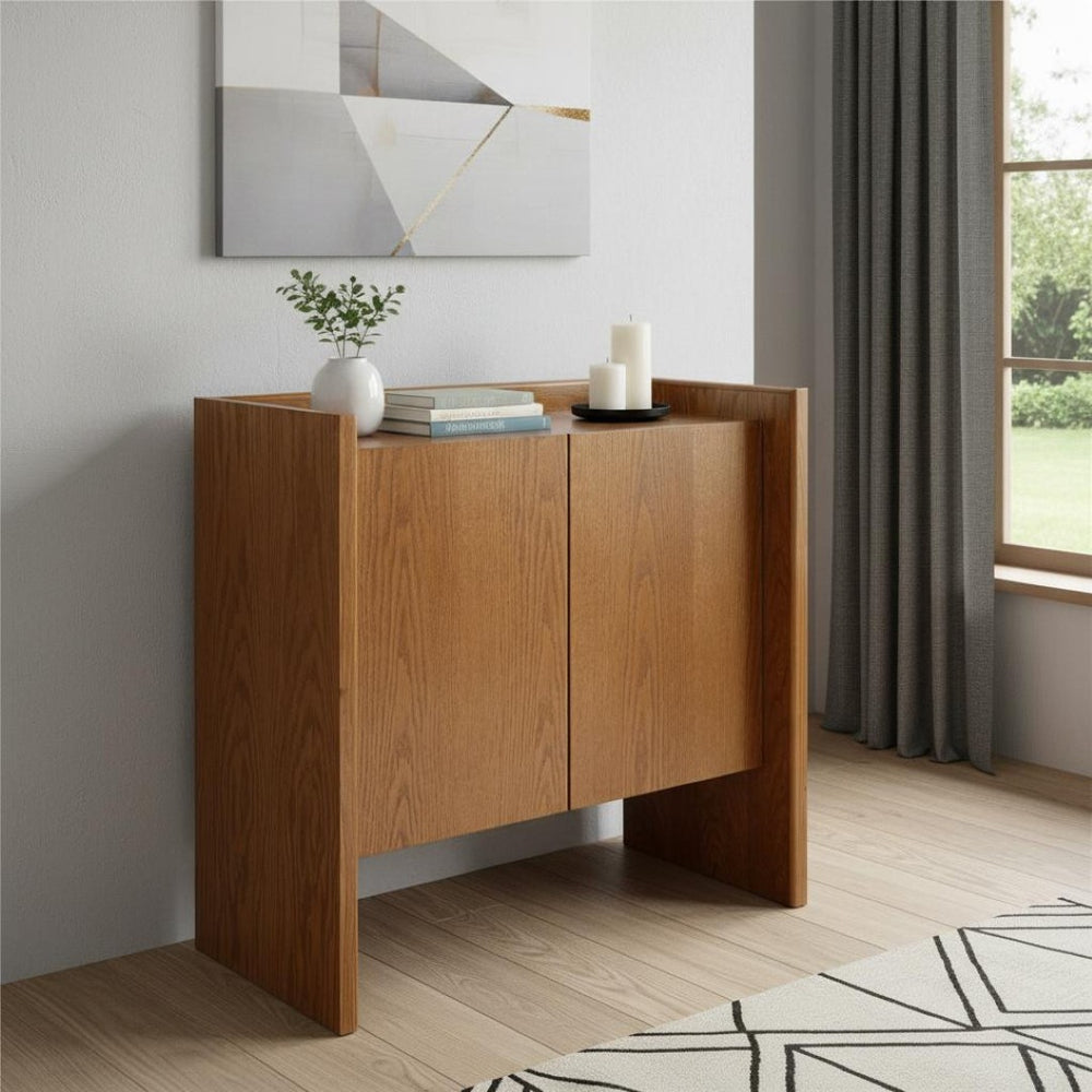HomeRoots 34" Brown Wood Accent Cabinet - Stylish Storage Solution for Modern Living Rooms & Dining Areas 691662