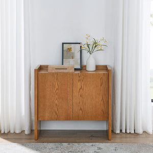 HomeRoots 34" Brown Wood Accent Cabinet - Stylish Storage Solution for Modern Living Rooms & Dining Areas 691662