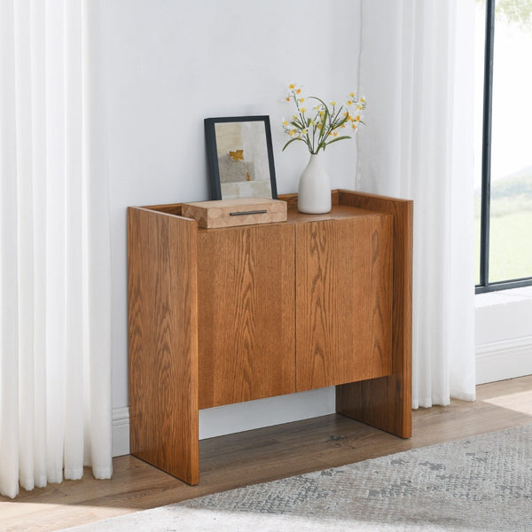 HomeRoots 34" Brown Wood Accent Cabinet - Stylish Storage Solution for Modern Living Rooms & Dining Areas 691662