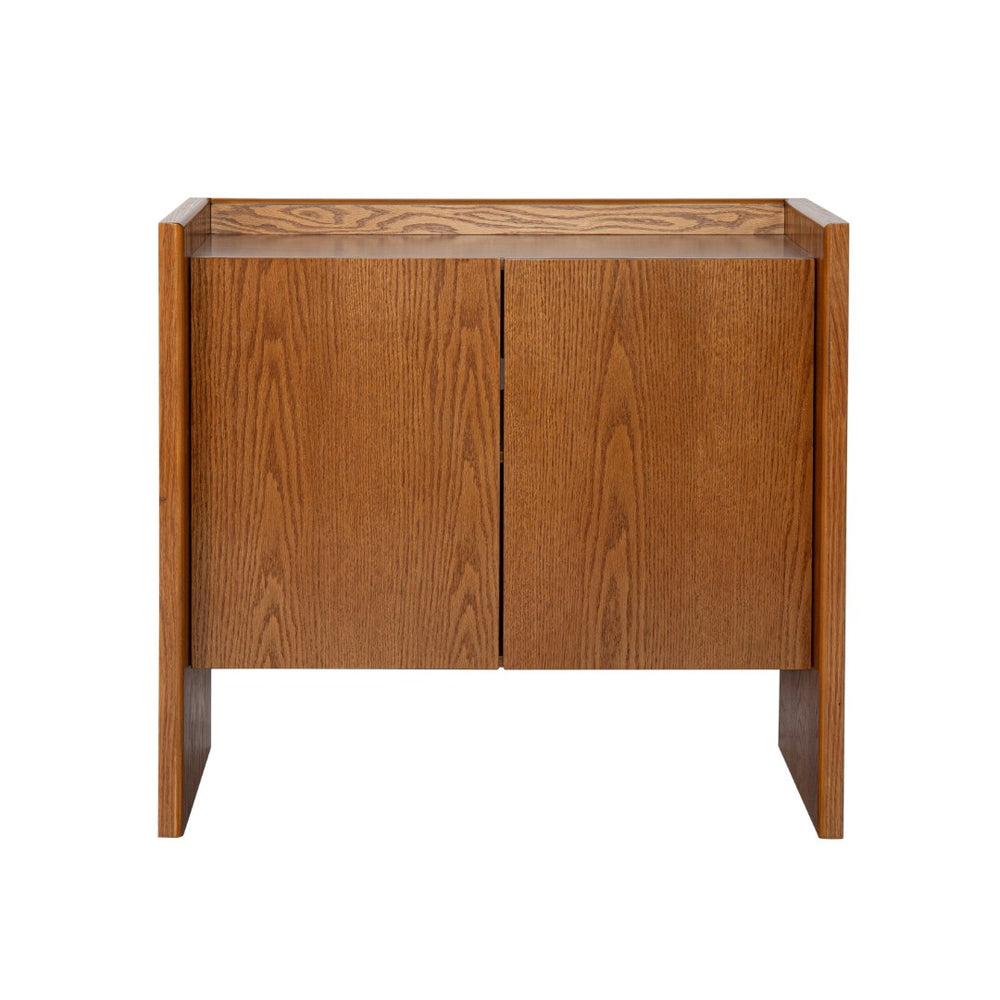 HomeRoots 34" Brown Wood Accent Cabinet - Stylish Storage Solution for Modern Living Rooms & Dining Areas 691662