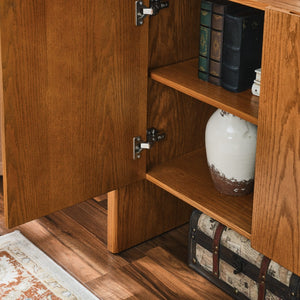 HomeRoots 34" Brown Wood Accent Cabinet - Stylish Storage Solution for Modern Living Rooms & Dining Areas 691662