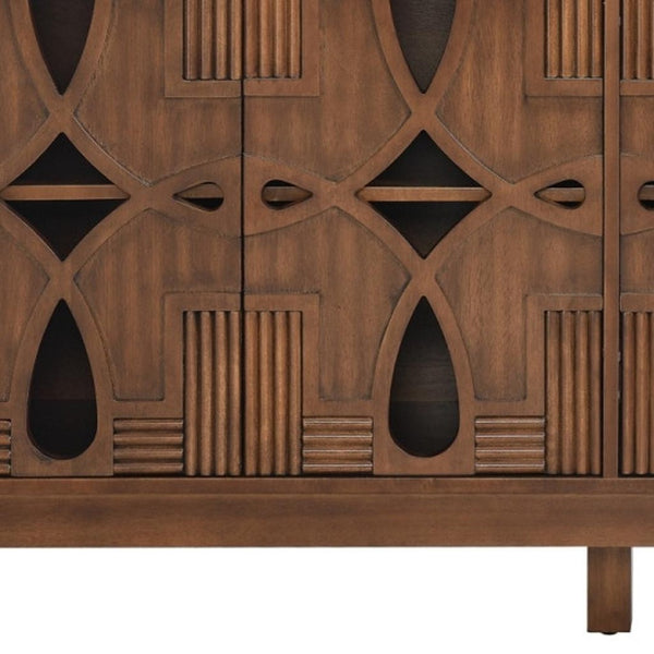 HomeRoots 61" Brown Wood Accent Cabinet – Sleek Storage Solution for Dining & Living Spaces, Easy Assembly! 691663