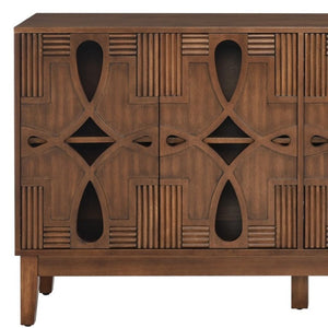 HomeRoots 61" Brown Wood Accent Cabinet – Sleek Storage Solution for Dining & Living Spaces, Easy Assembly! 691663