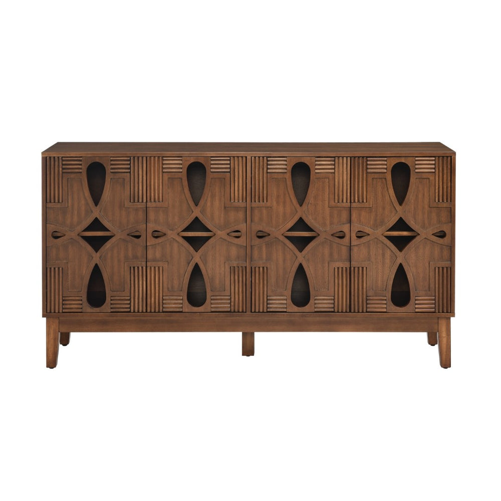 HomeRoots 61" Brown Wood Accent Cabinet – Sleek Storage Solution for Dining & Living Spaces, Easy Assembly! 691663