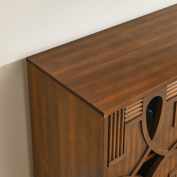 HomeRoots 61" Brown Wood Accent Cabinet – Sleek Storage Solution for Dining & Living Spaces, Easy Assembly! 691663