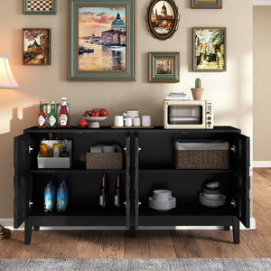 HomeRoots 61" Black Wood Accent Cabinet – Stylish Storage Solution for Dining, Living Rooms & Narrow Spaces 691664
