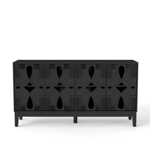 HomeRoots 61" Black Wood Accent Cabinet – Stylish Storage Solution for Dining, Living Rooms & Narrow Spaces 691664
