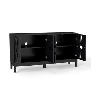 HomeRoots 61" Black Wood Accent Cabinet – Stylish Storage Solution for Dining, Living Rooms & Narrow Spaces 691664