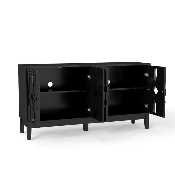 HomeRoots 61" Black Wood Accent Cabinet – Stylish Storage Solution for Dining, Living Rooms & Narrow Spaces 691664
