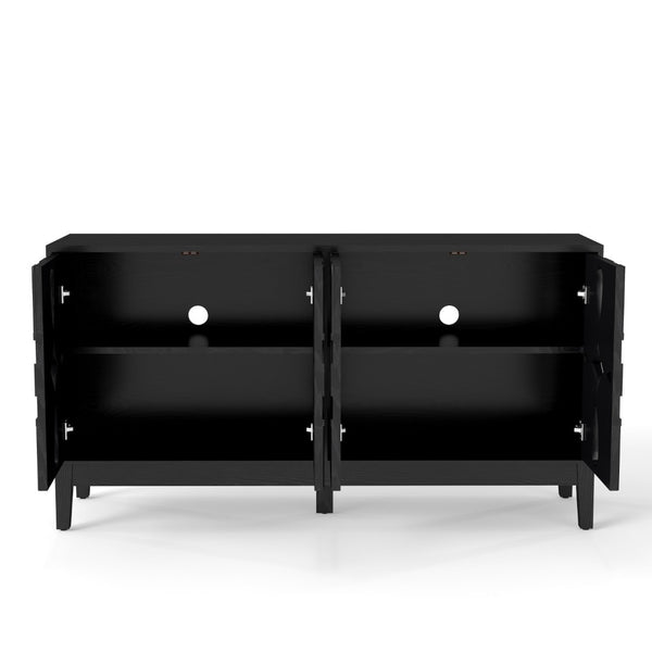 HomeRoots 61" Black Wood Accent Cabinet – Stylish Storage Solution for Dining, Living Rooms & Narrow Spaces 691664