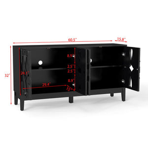 HomeRoots 61" Black Wood Accent Cabinet – Stylish Storage Solution for Dining, Living Rooms & Narrow Spaces 691664
