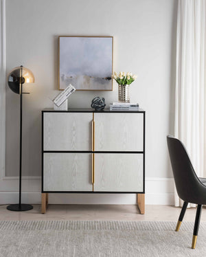 HomeRoots 42" Black and Gold Wood Accent Cabinet - Stylish Storage Solution for Modern Home Decor & Versatility 691665