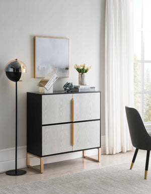 HomeRoots 42" Black and Gold Wood Accent Cabinet - Stylish Storage Solution for Modern Home Decor & Versatility 691665