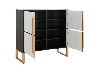 HomeRoots 42" Black and Gold Wood Accent Cabinet - Stylish Storage Solution for Modern Home Decor & Versatility 691665