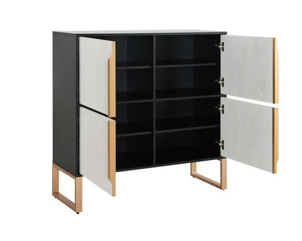 HomeRoots 42" Black and Gold Wood Accent Cabinet - Stylish Storage Solution for Modern Home Decor & Versatility 691665