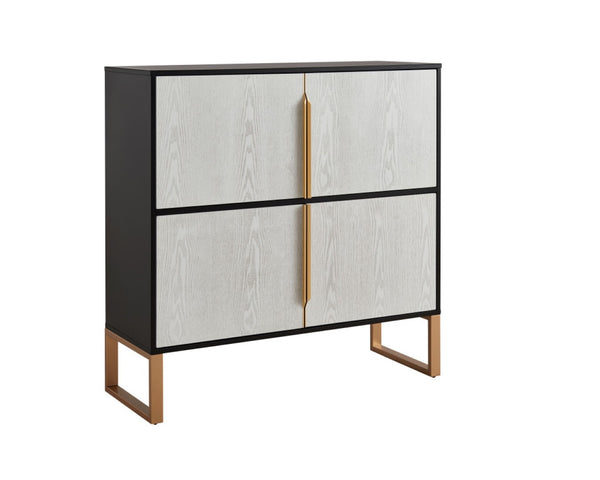 HomeRoots 42" Black and Gold Wood Accent Cabinet - Stylish Storage Solution for Modern Home Decor & Versatility 691665