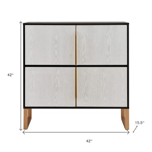 HomeRoots 42" Black and Gold Wood Accent Cabinet - Stylish Storage Solution for Modern Home Decor & Versatility 691665