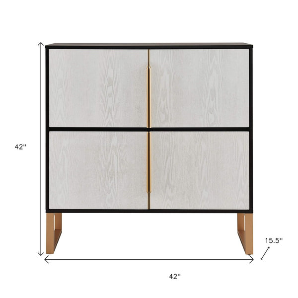 HomeRoots 42" Black and Gold Wood Accent Cabinet - Stylish Storage Solution for Modern Home Decor & Versatility 691665