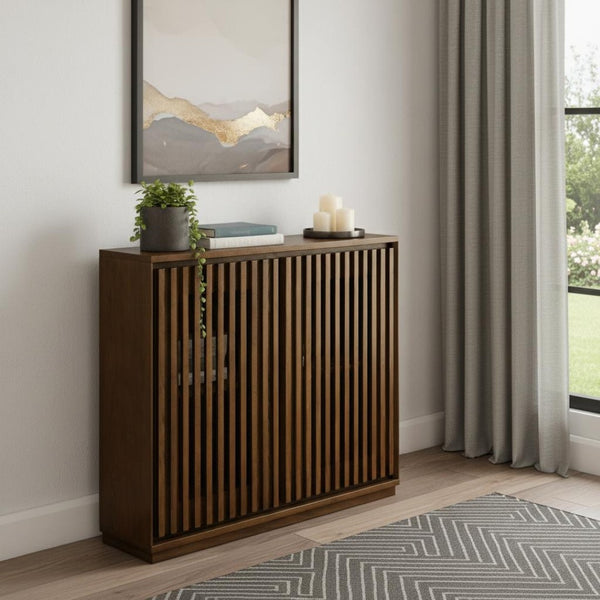 HomeRoots 39" Brown Wood Accent Cabinet - Stylish Storage Solution for Entryways, Living Rooms & Home Offices 691666