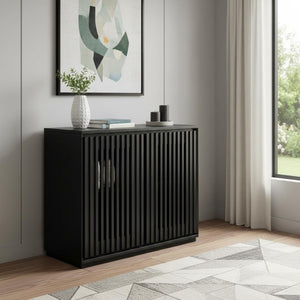 HomeRoots 39" Black Wood Accent Cabinet – Modern Storage Solution for Narrow Spaces, Easy to Assemble & Stylish 691667