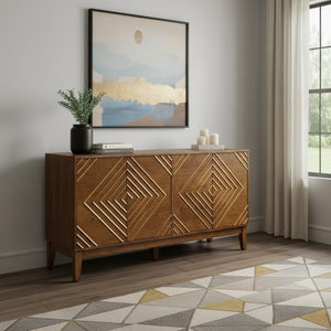 HomeRoots 61" Elegant Brown Wood Accent Cabinet for Stylish Storage & Display in Any Room – Versatile Design! 691668