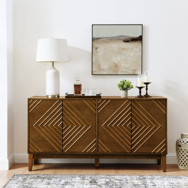 HomeRoots 61" Elegant Brown Wood Accent Cabinet for Stylish Storage & Display in Any Room – Versatile Design! 691668