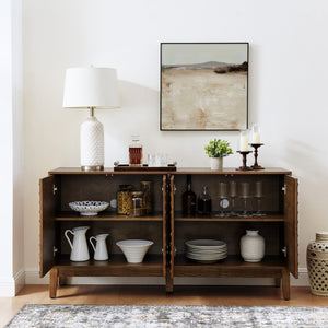 HomeRoots 61" Elegant Brown Wood Accent Cabinet for Stylish Storage & Display in Any Room – Versatile Design! 691668