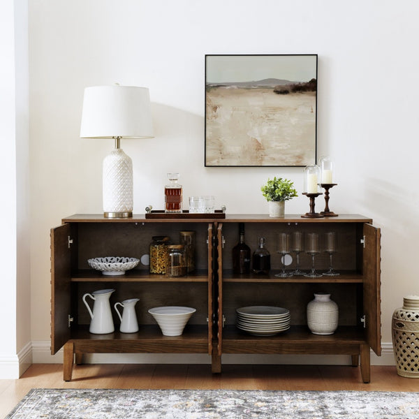 HomeRoots 61" Elegant Brown Wood Accent Cabinet for Stylish Storage & Display in Any Room – Versatile Design! 691668