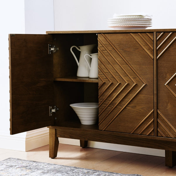 HomeRoots 61" Elegant Brown Wood Accent Cabinet for Stylish Storage & Display in Any Room – Versatile Design! 691668