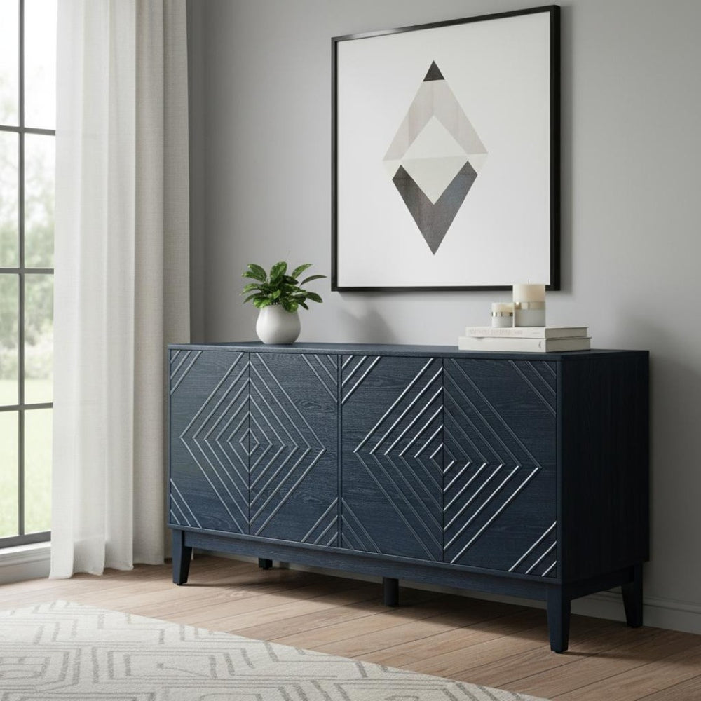 HomeRoots 61" Blue Wood Accent Cabinet – Stylish Storage Solution with Durable Design for Modern Interiors 691669