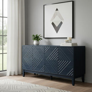 HomeRoots 61" Blue Wood Accent Cabinet – Stylish Storage Solution with Durable Design for Modern Interiors 691669