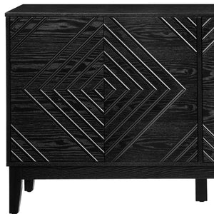 HomeRoots 61" Black Wood Accent Cabinet – Sleek Storage Solution with Modern Design for Any Room or Style 691670