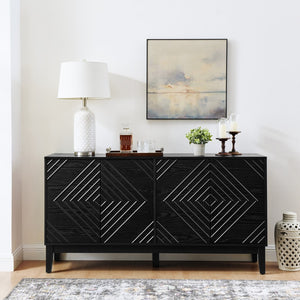 HomeRoots 61" Black Wood Accent Cabinet – Sleek Storage Solution with Modern Design for Any Room or Style 691670