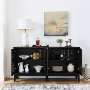 HomeRoots 61" Black Wood Accent Cabinet – Sleek Storage Solution with Modern Design for Any Room or Style 691670