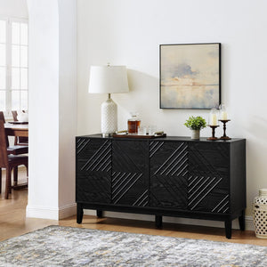 HomeRoots 61" Black Wood Accent Cabinet – Sleek Storage Solution with Modern Design for Any Room or Style 691670