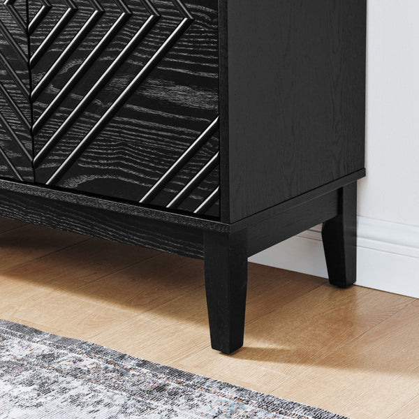 HomeRoots 61" Black Wood Accent Cabinet – Sleek Storage Solution with Modern Design for Any Room or Style 691670