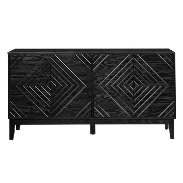 HomeRoots 61" Black Wood Accent Cabinet – Sleek Storage Solution with Modern Design for Any Room or Style 691670