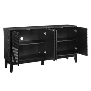 HomeRoots 61" Black Wood Accent Cabinet – Sleek Storage Solution with Modern Design for Any Room or Style 691670