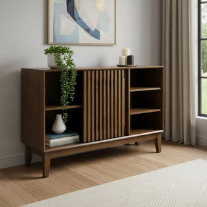 HomeRoots 47" Brown Wood Accent Cabinet - Stylish Freestanding Storage for Modern Living Rooms & Home Offices 691671