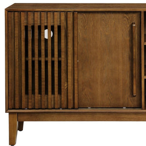 HomeRoots 47" Brown Wood Accent Cabinet - Stylish Freestanding Storage for Modern Living Rooms & Home Offices 691671