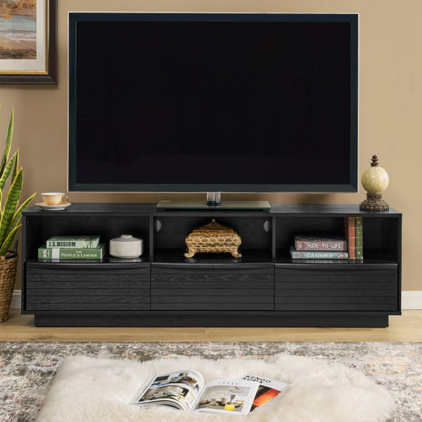 HomeRoots 63" Black Wood Accent Cabinet - Modern Storage Solution for Living Room, Bedroom & Dining Room Decor 691673